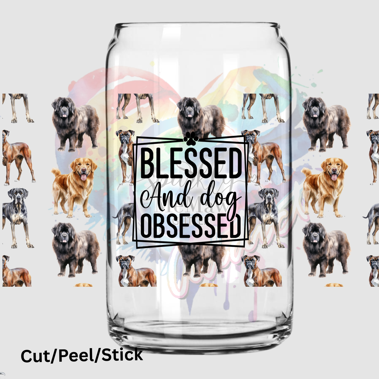 Blessed and Dog Obsessed 16 oz UV DTF Wrap