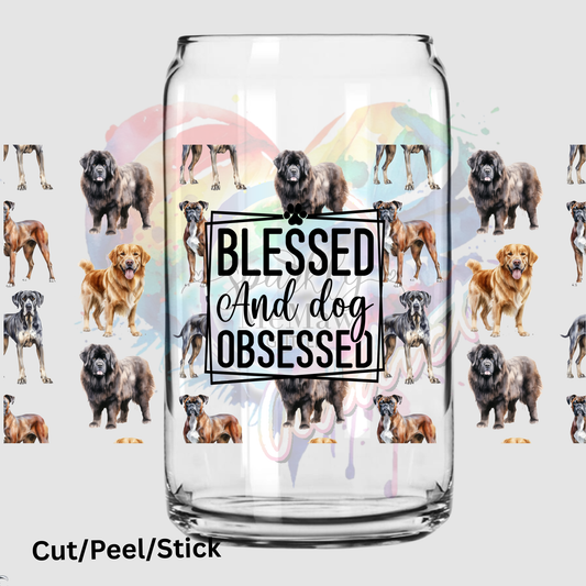 Blessed and Dog Obsessed 16 oz UV DTF Wrap