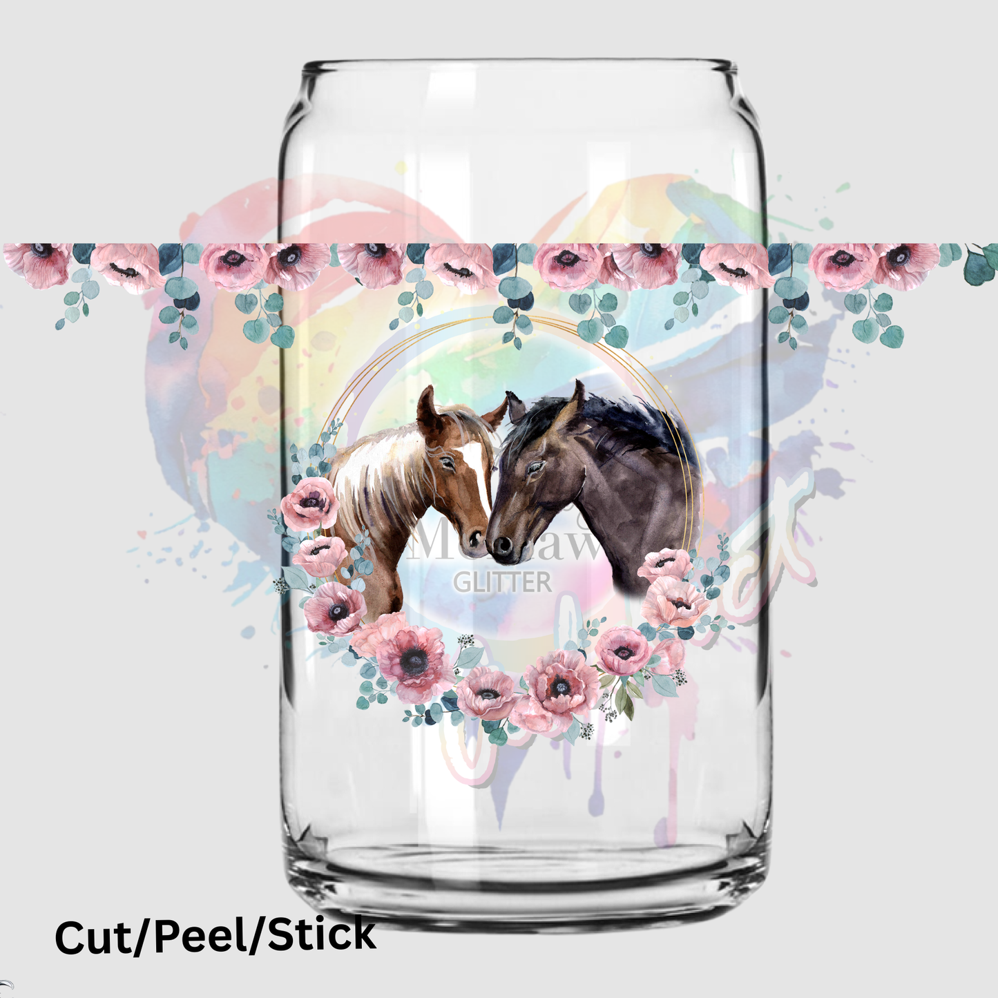 Flower Horse 16 oz UV DTF Wrap