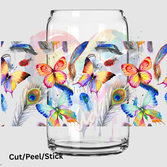 Butterflies and feathers 16 oz UV DTF Wrap