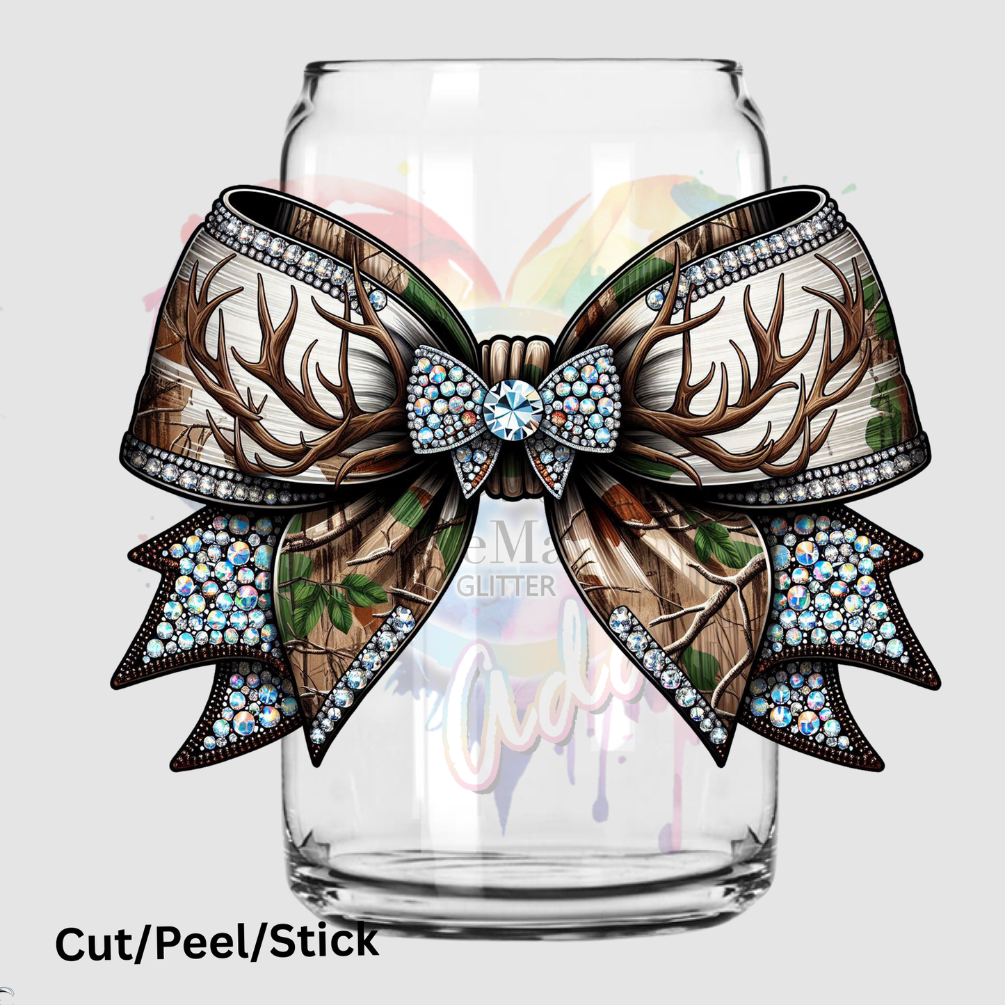 Deer Camo Bow UV DTF Decal (printed in width)