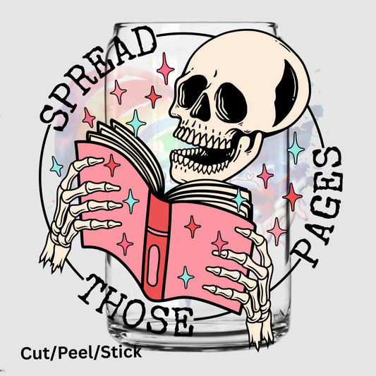 Spread those pages uv dtf decal (black writing)