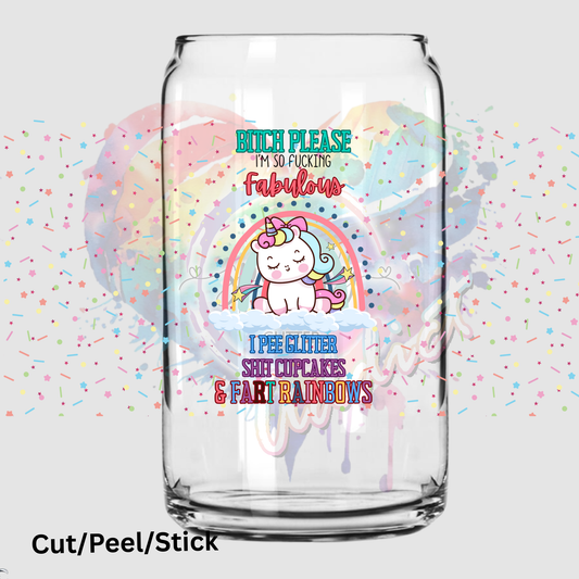 I pee glitter uv dtf 16 oz wrap