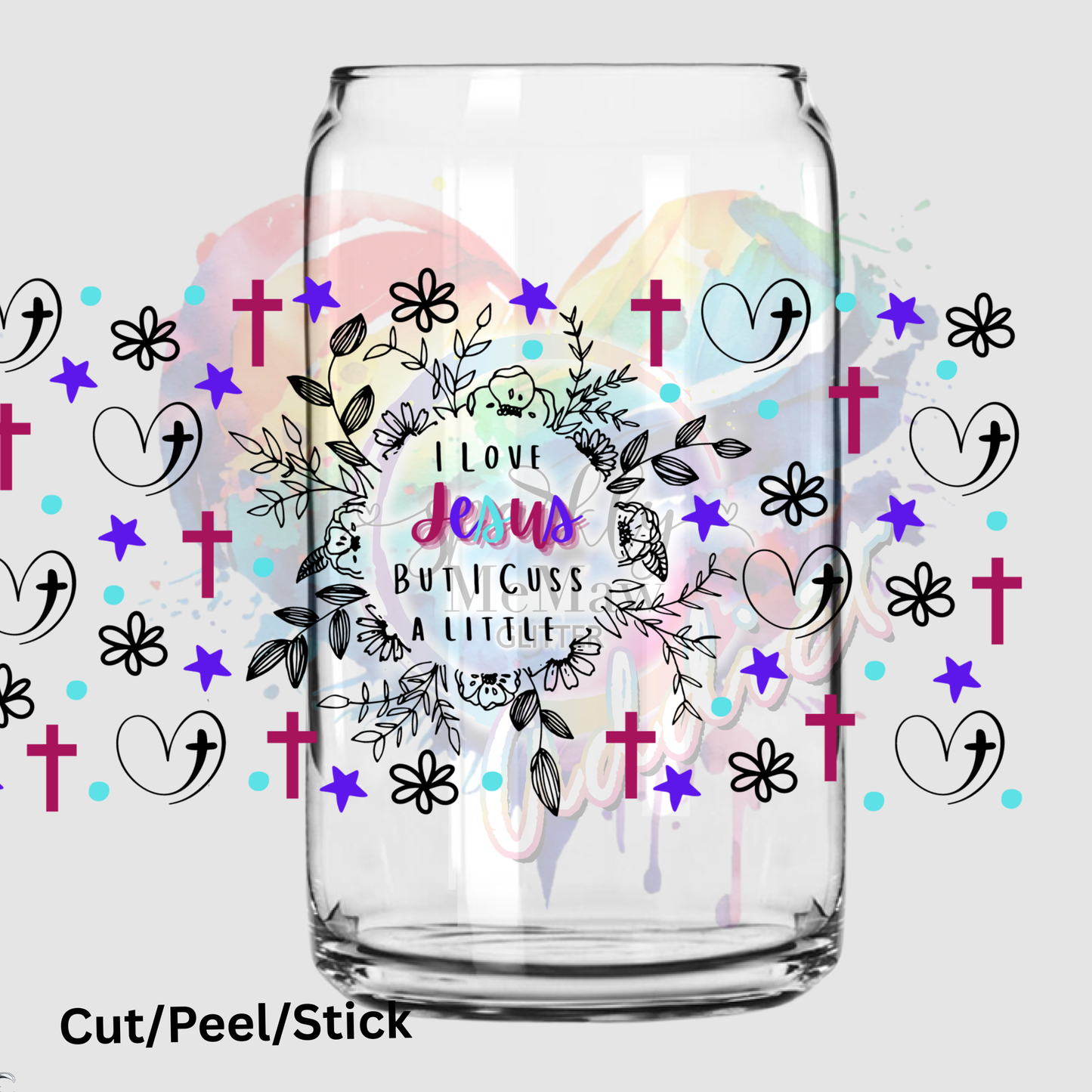 cuss a little Uv dtf 16 oz wrap