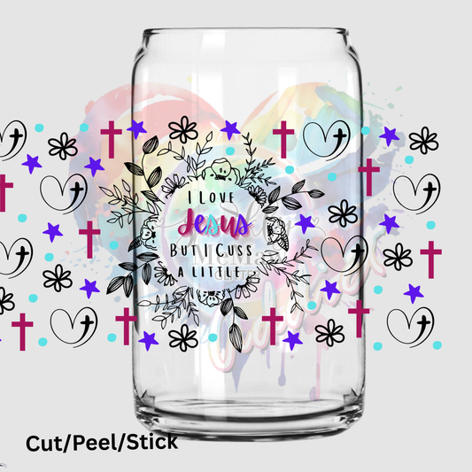 cuss a little Uv dtf 16 oz wrap