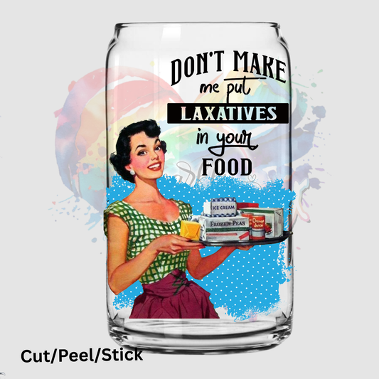 Retro Woman Laxatives in Food  UV DTF Decal