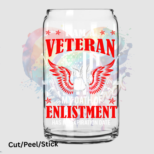 US VETERAN white writing UV DTF Decal