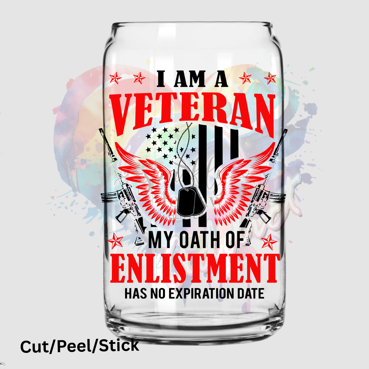 US VETERAN Black writing UV DTF Decal