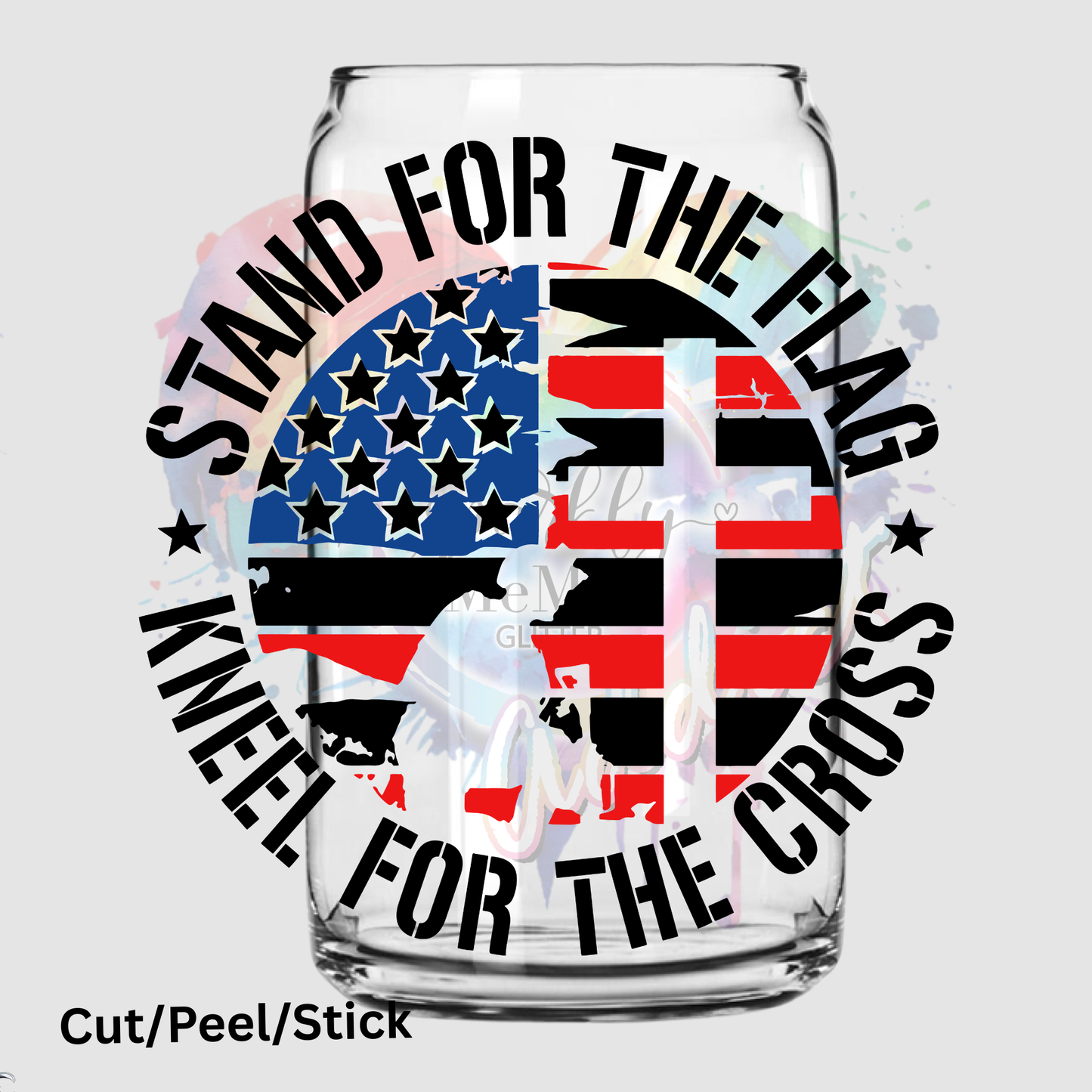 STAND KNEEL Black writing UV DTF Decal