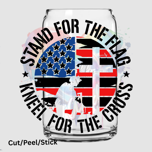 STAND KNEEL Black writing UV DTF Decal