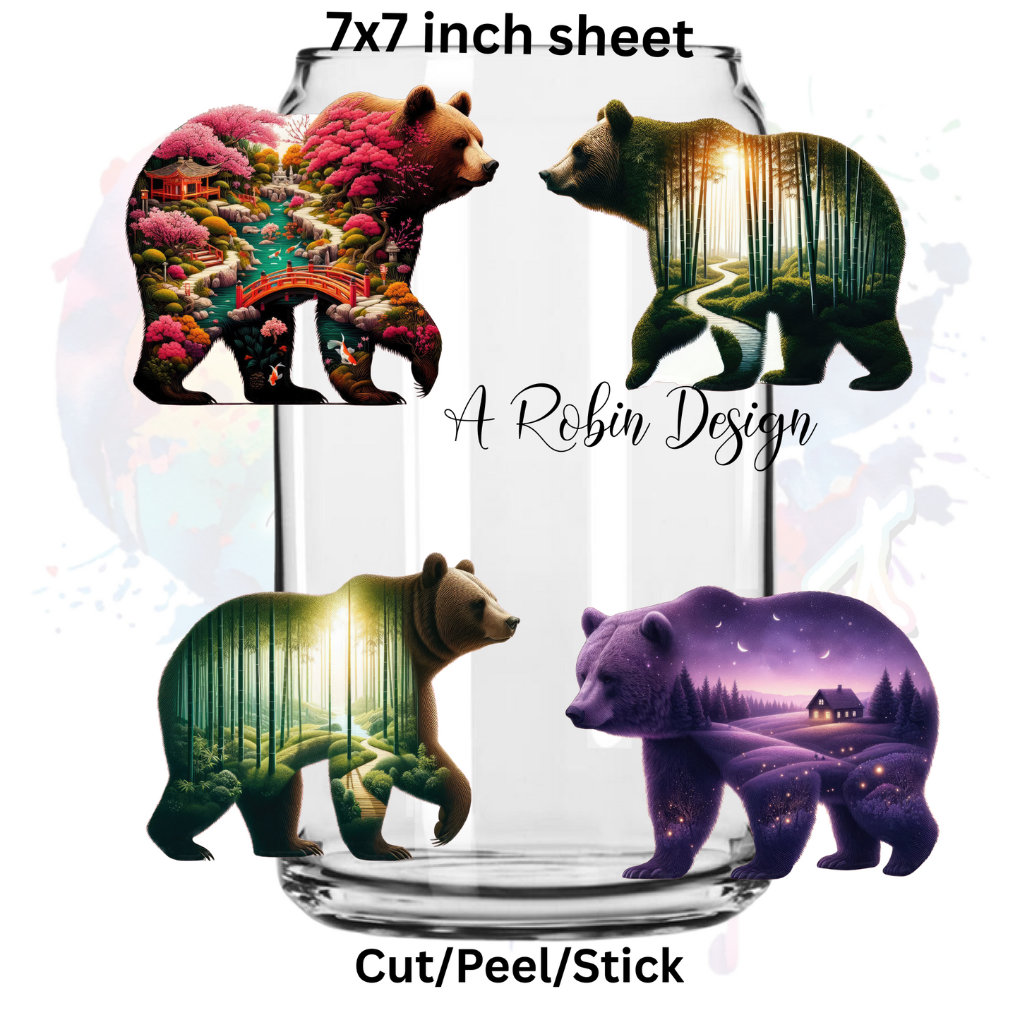 LandScape Bears 1  UV DTF  Sheet 7x7