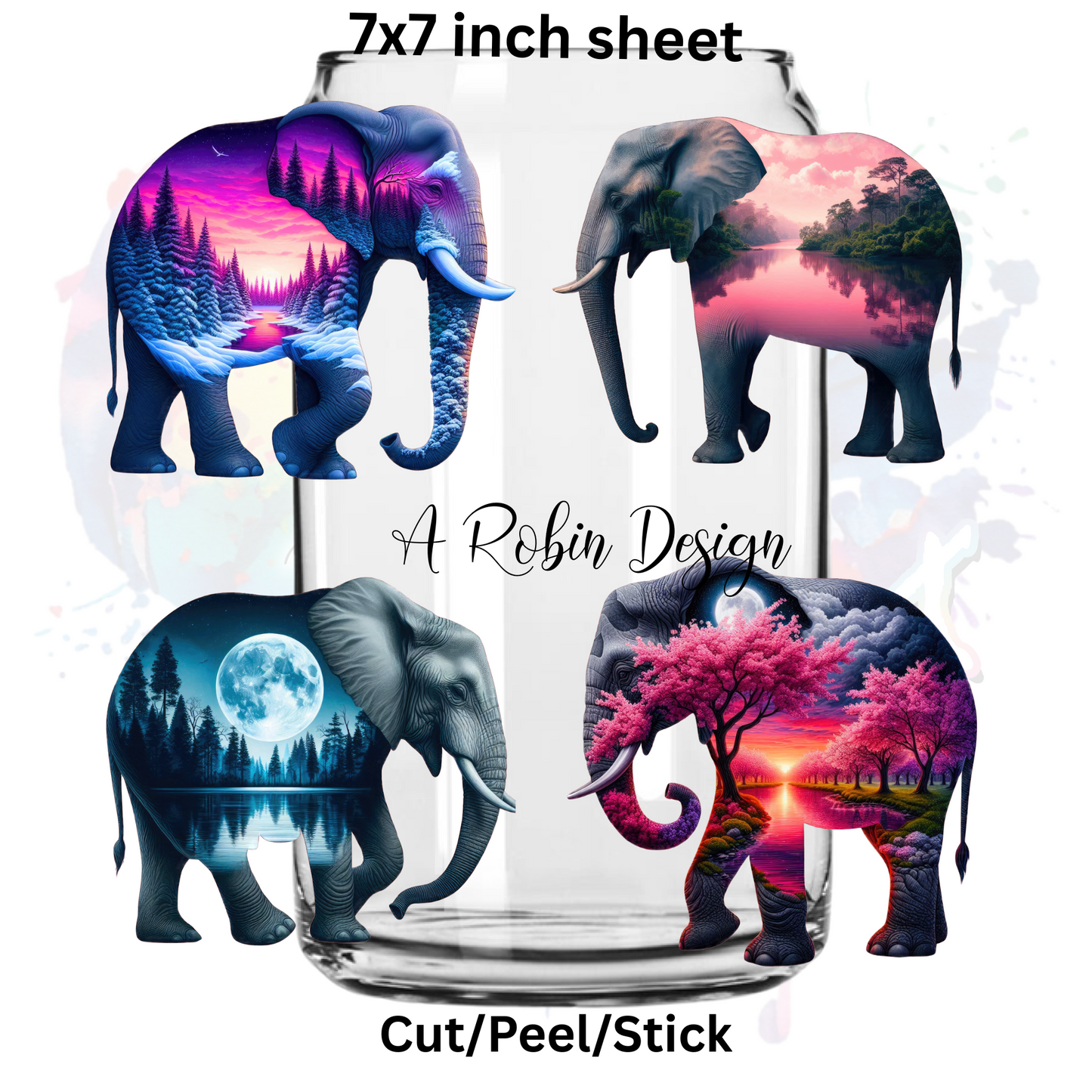LandScape Elephants UV DTF  Sheet 7x7