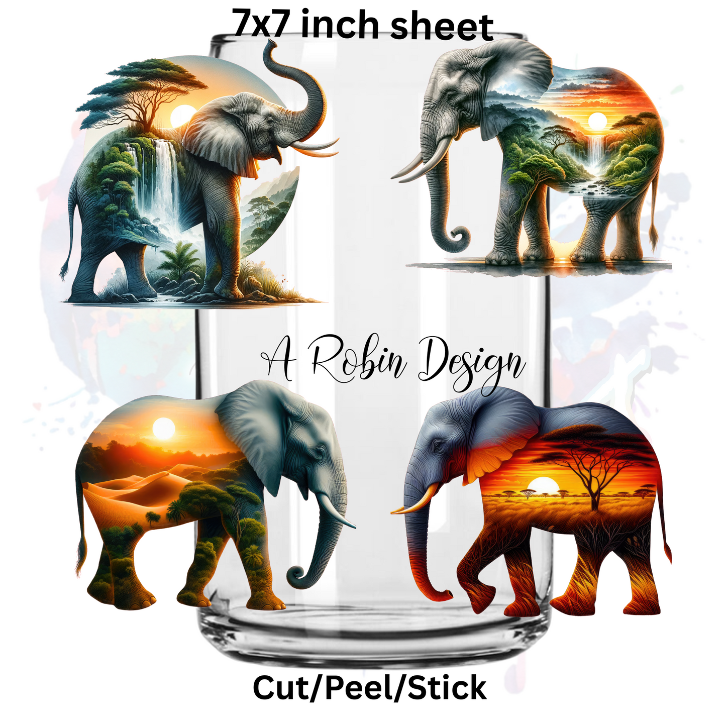 LandScape Elephants 2 UV DTF  Sheet 7x7