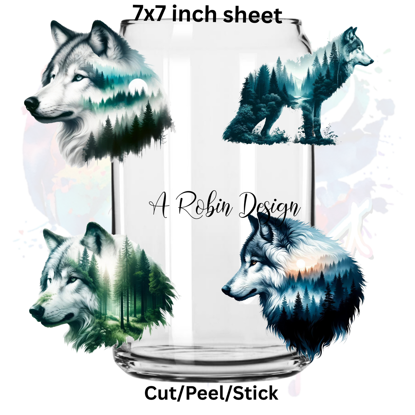Landscape Wolves UV DTF  Sheet 7x7