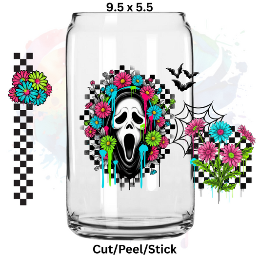 Floral Ghost Face UV  DTF Wrap (Decal Set)