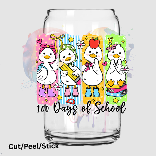 100 Days of School Brushstroke Geese UV DTF Decal