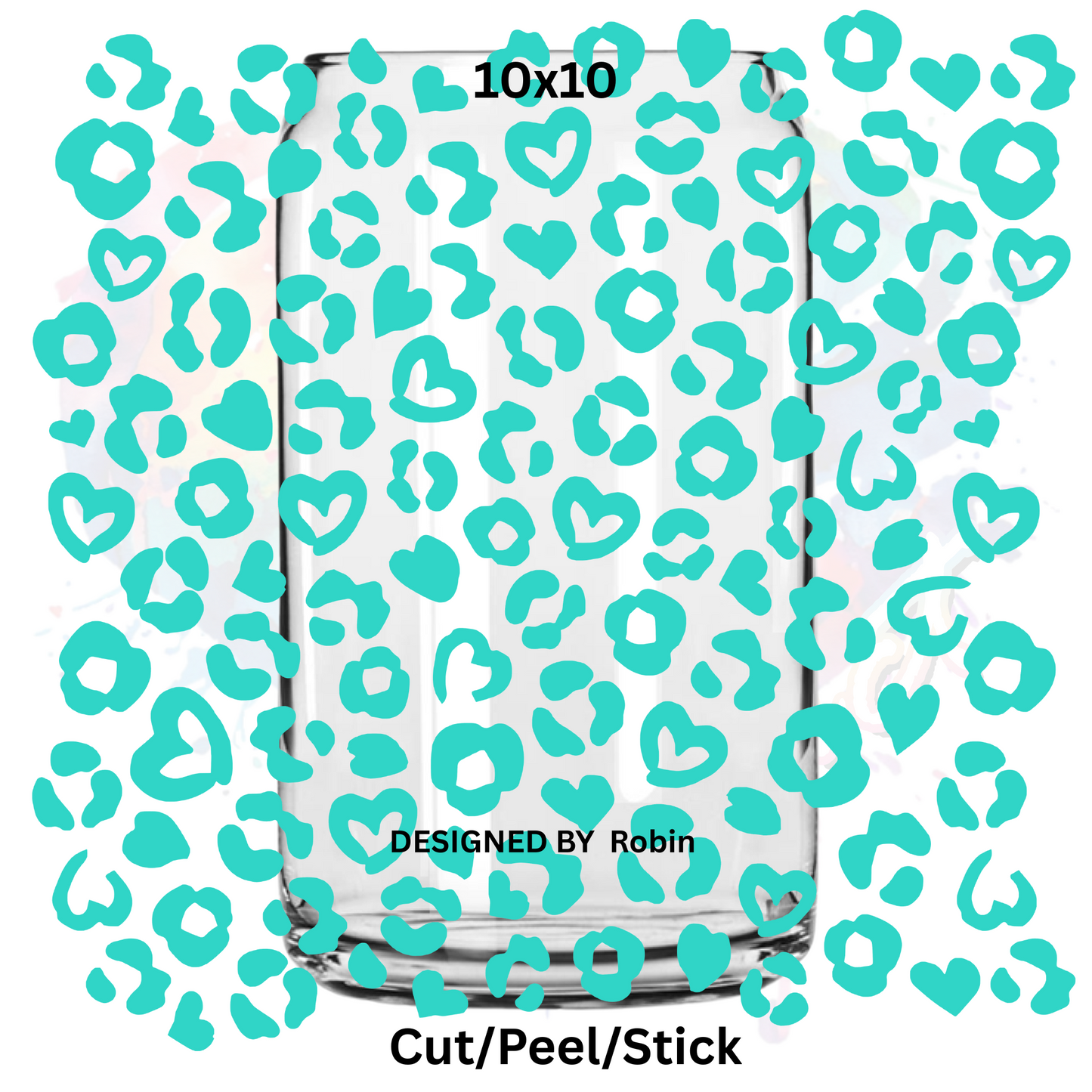 Turqoise Solid Leopard   UV DTF  Sheet 10x10