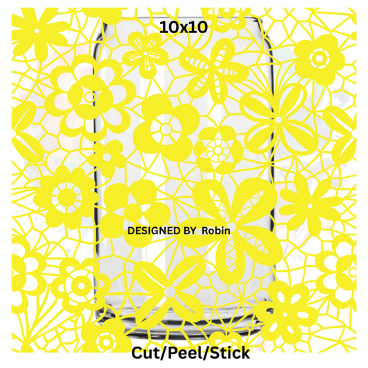 Seamless Yellow Lace    UV DTF  Sheet 10x10