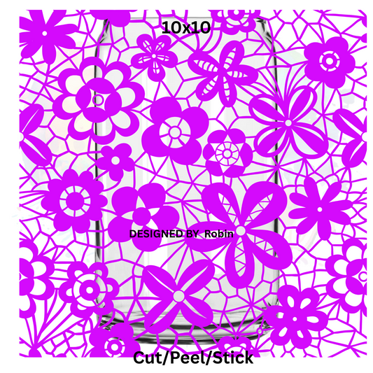 Seamless Purple Lace   UV DTF  Sheet 10x10