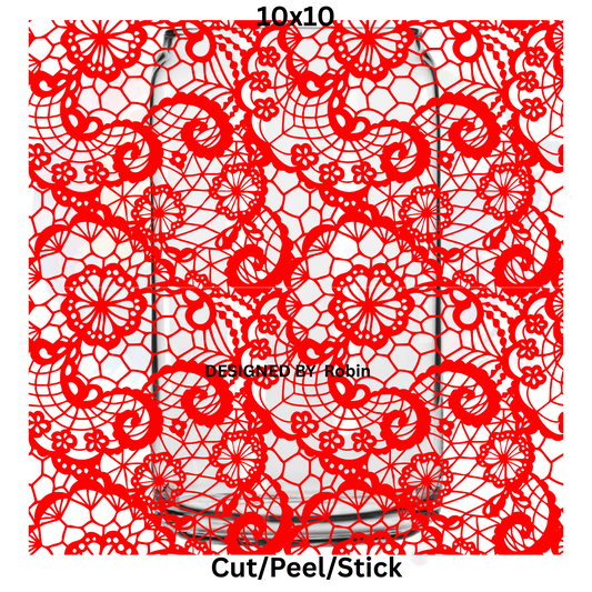 Red Lace  UV DTF  Sheet 10x10
