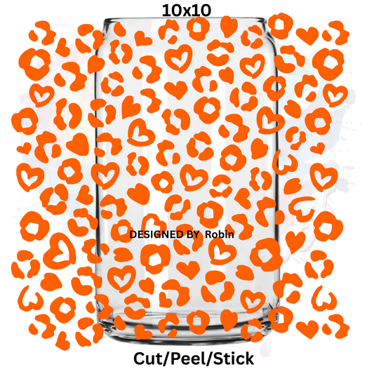 Orange Leopard UV DTF  Sheet 10x10