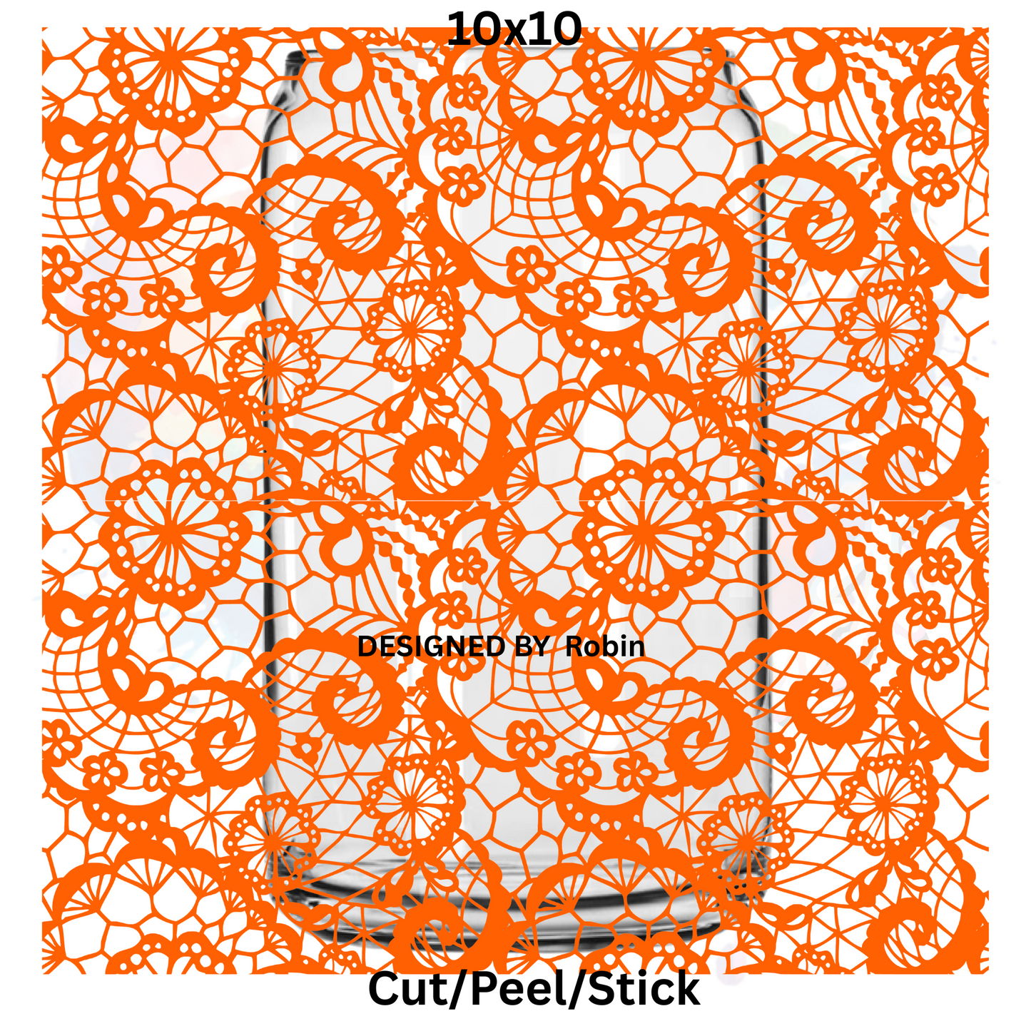 Orange Lace  UV DTF  Sheet 10x10