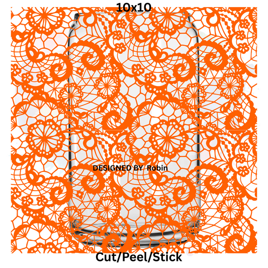 Orange Lace  UV DTF  Sheet 10x10