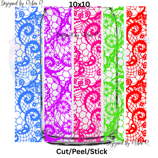 Colored Lace Strips  UV DTF  Sheet 10x10