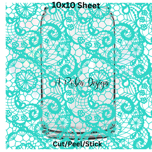 Turquoise lace  UV DTF  Sheet 10x10
