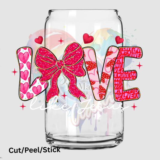 Love Like Jesus White uv dtf decal (printed in width)