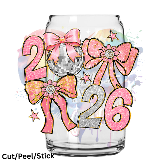 2026 pink bows uv dtf decal