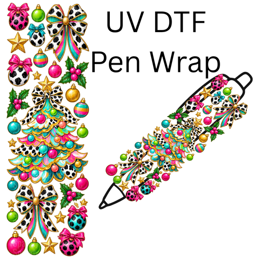 Cow Print Christmas Elements UV DTF Pen Wrap