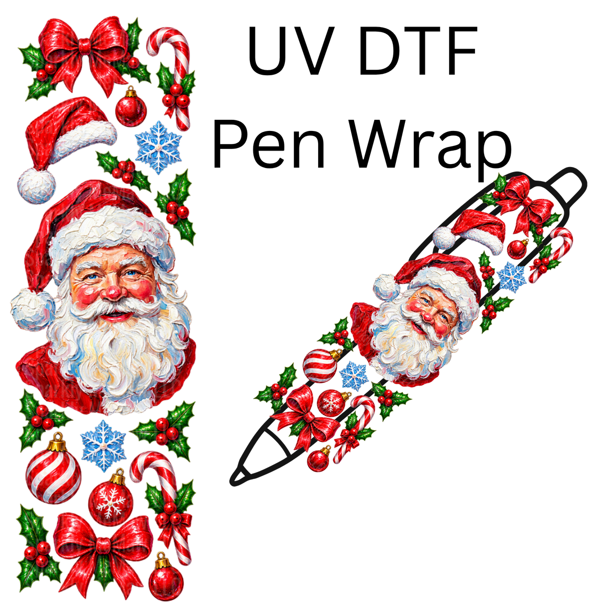 Classic Santa Claus Christmas Elements is a UV DTF Pen Wrap