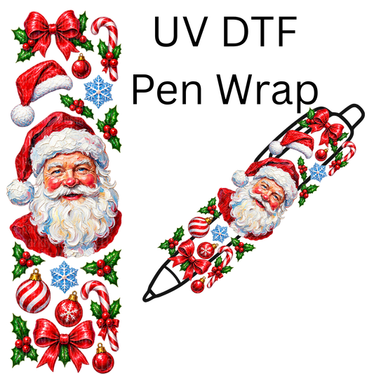 Classic Santa Claus Christmas Elements is a UV DTF Pen Wrap