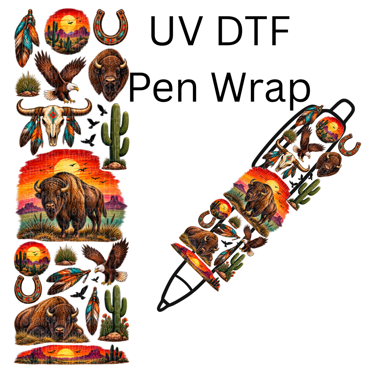 Native American Southwest Wildlife UV DTF Pen Wrap