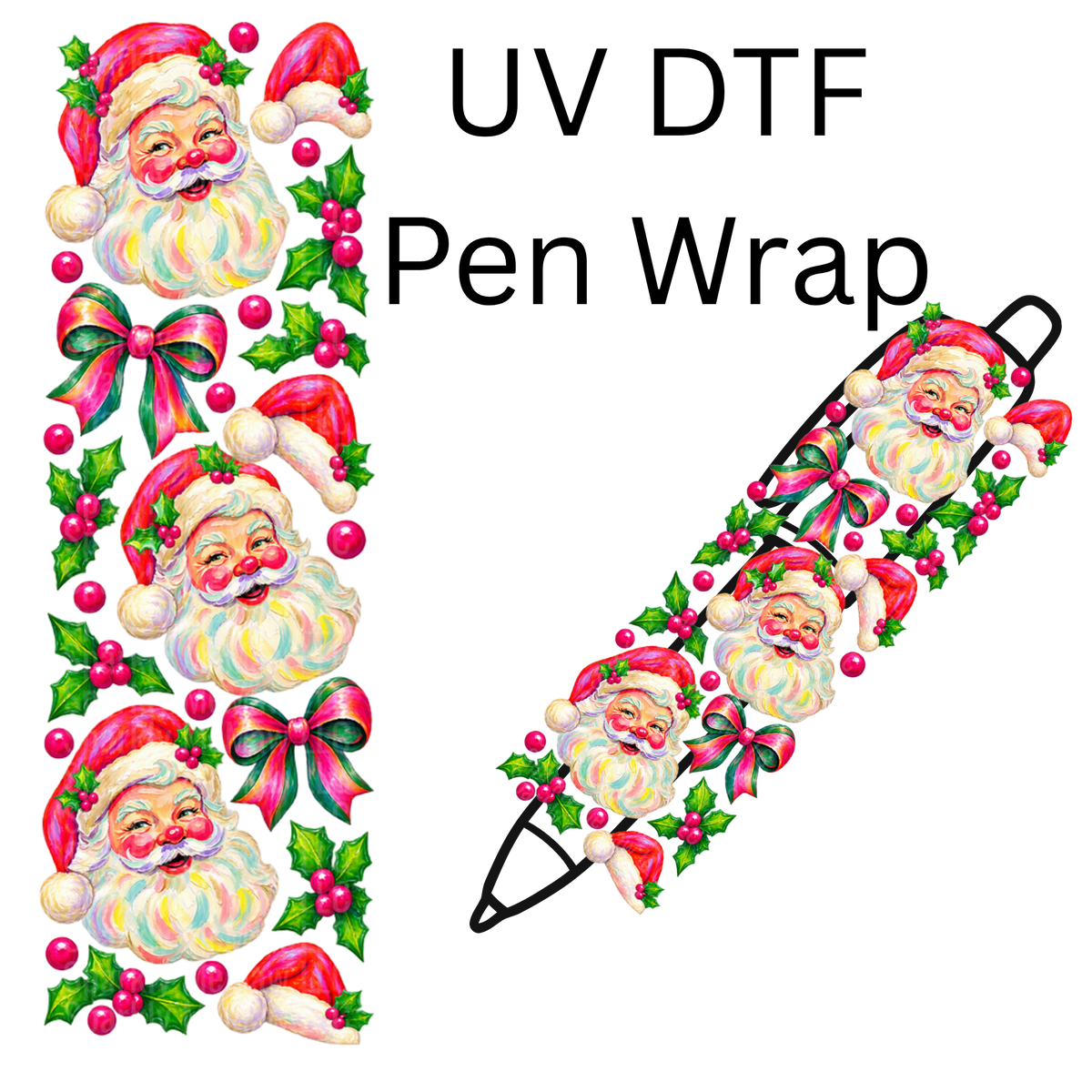 Retro Santa Claus Christmas Collage is a UV DTF Pen Wrap