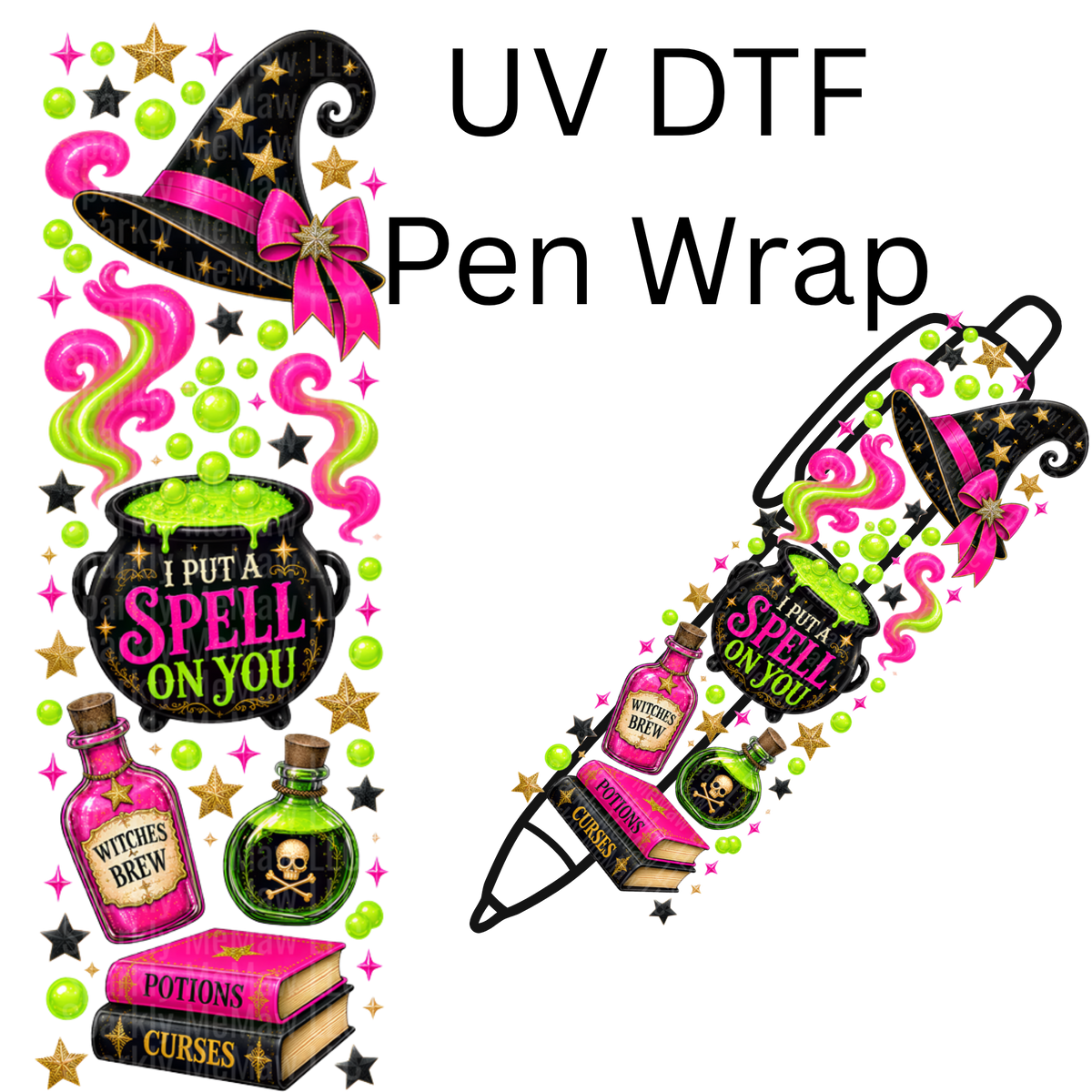 Witch Spell Cauldron Halloween UV DTF Pen Wrap