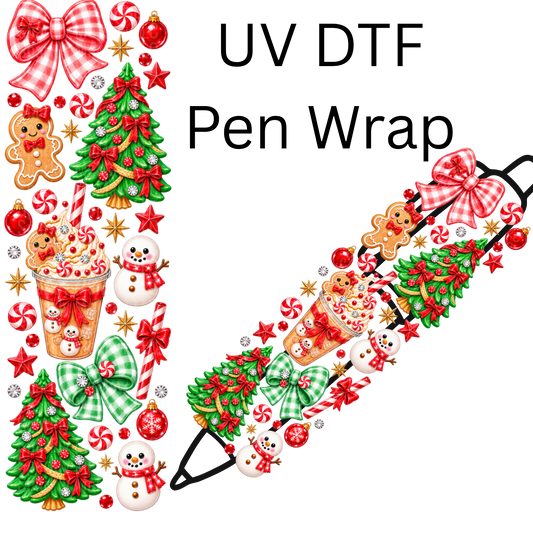 Festive Christmas Holiday Elements UV DTF Pen Wrap