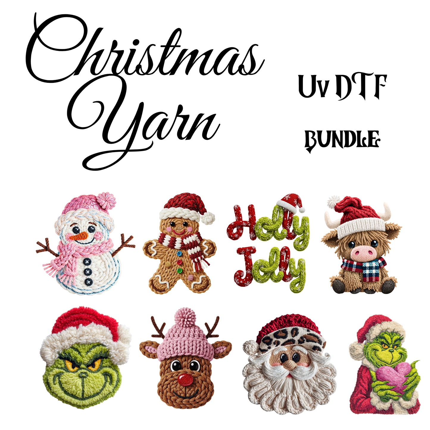 Christmas Yarn UV DTF Bundle (all are 4 inches tall)