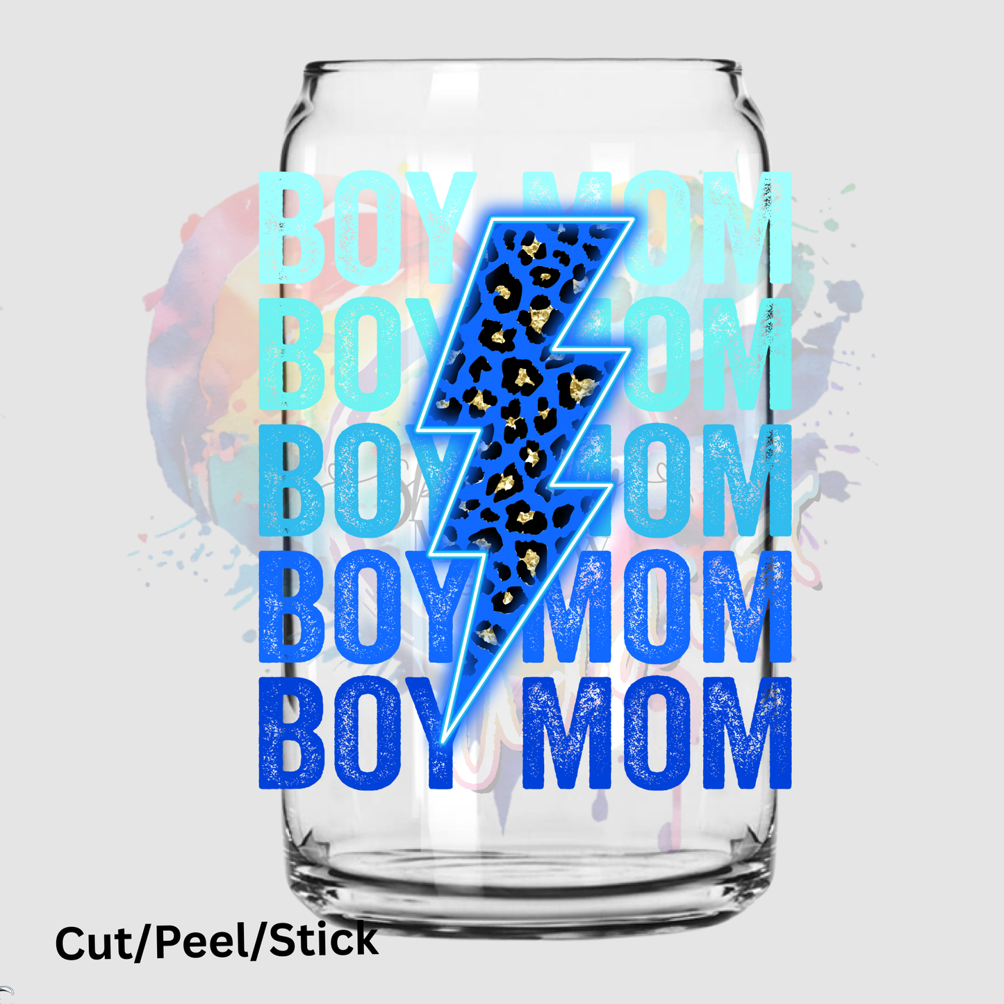 Boy Mom Blue UV DTF Decal