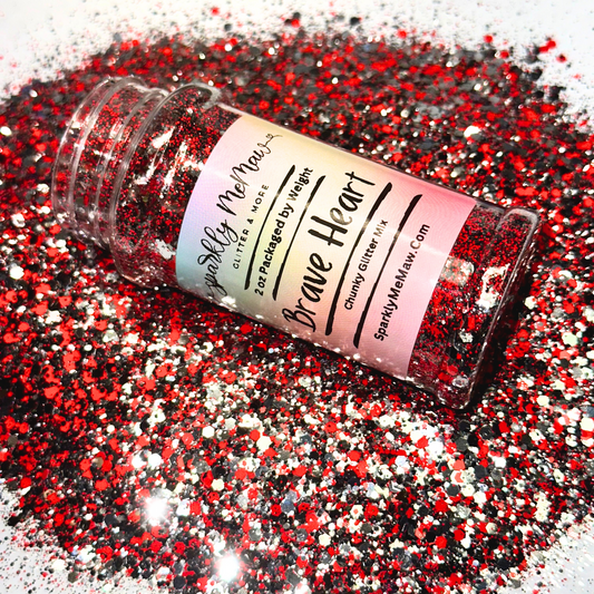 Brave Heart Chunky Red/Silver Glitter Mix
