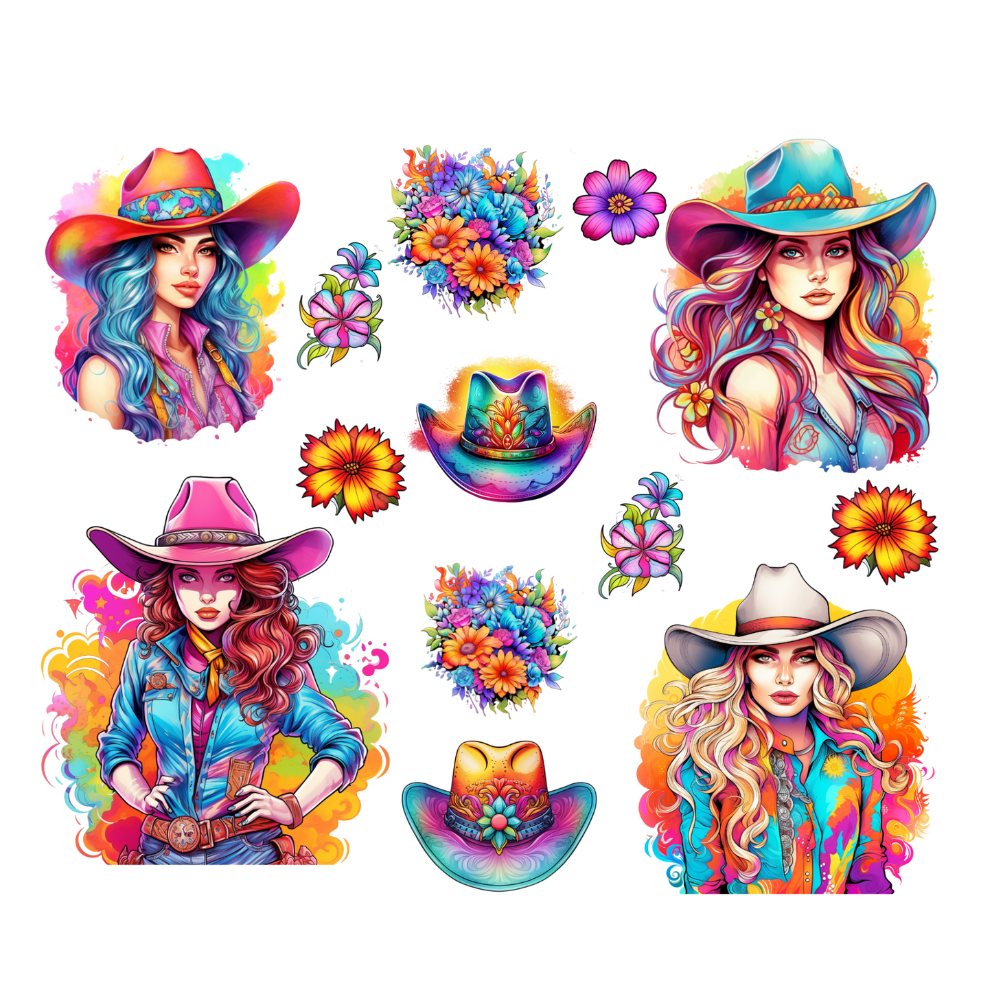 Cowgirl Elements Decal Sheet UV DTF 9.8 x 8.3