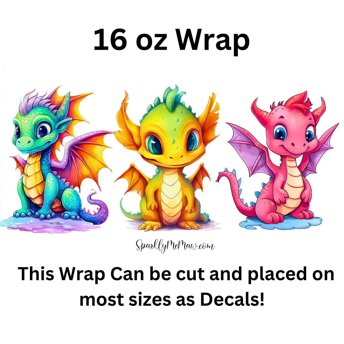 Cute Dragons UV DTF 16 oz Wrap
