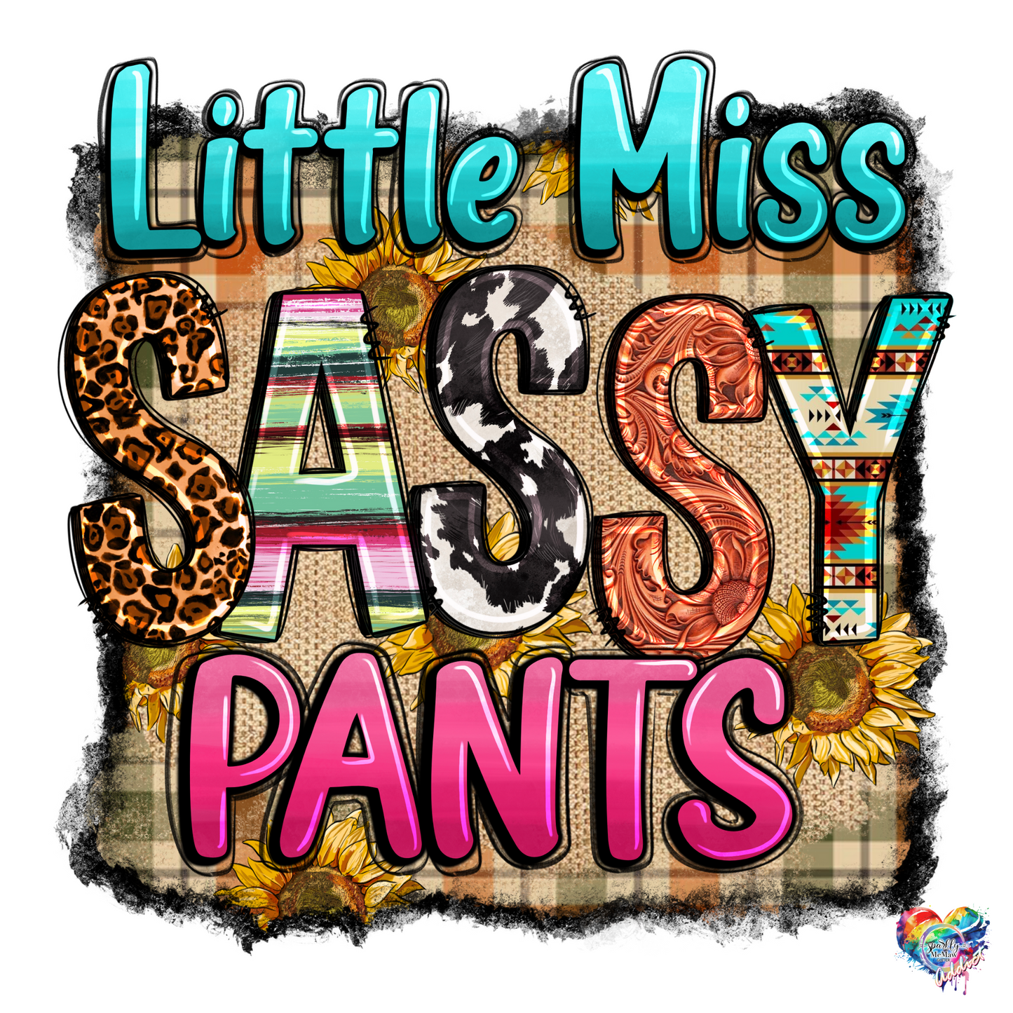 Little Miss Sassy Pants UV DTF Decal 4 x 4 inches