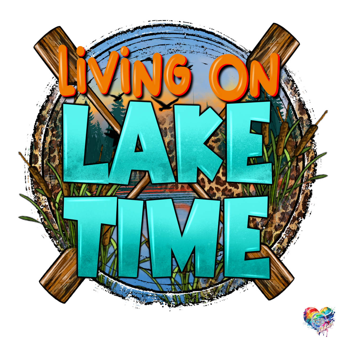 Living on Lake Time UV DTF Decal 4 x 4 inches