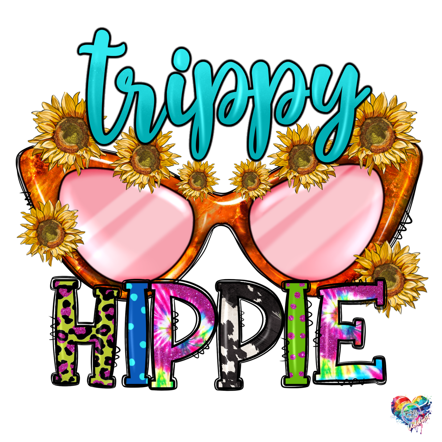 Trippy Hippie UV DTF Decal 4 x 4.5 inches