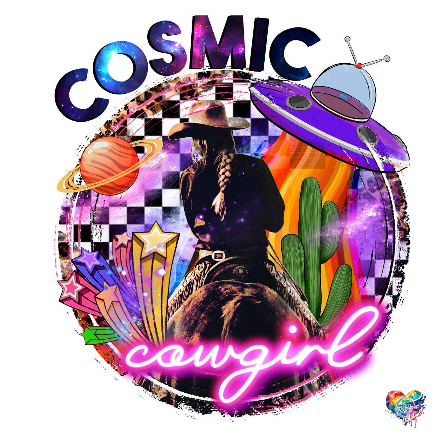 Cosmic Cowgirl UV DTF Decal 4 x 3.5 inches