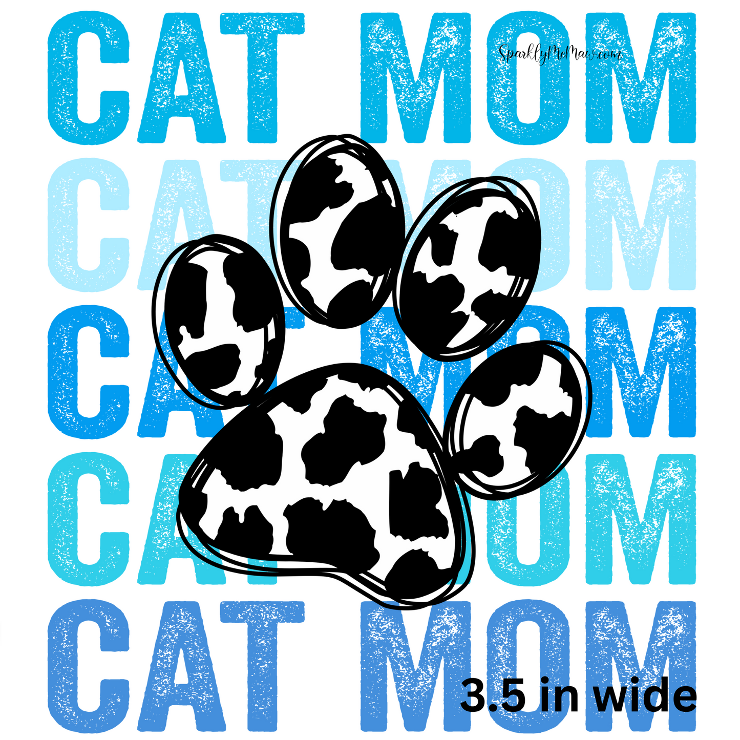 Cat Mom Stacked Blue UV 3.5 inch wide Decal