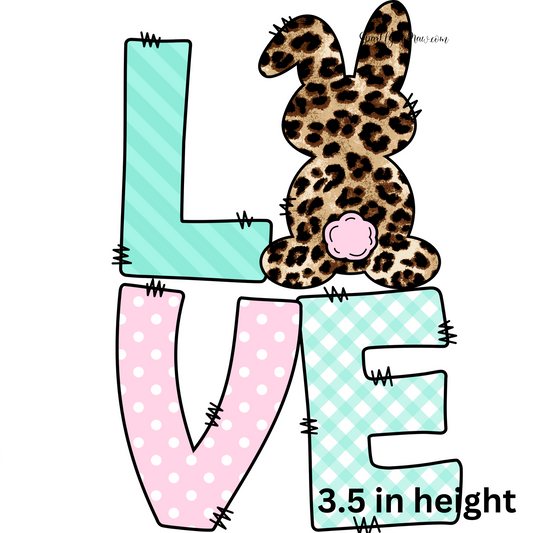 Love Bunny Green/Pink UV 3.5 inch tall decal