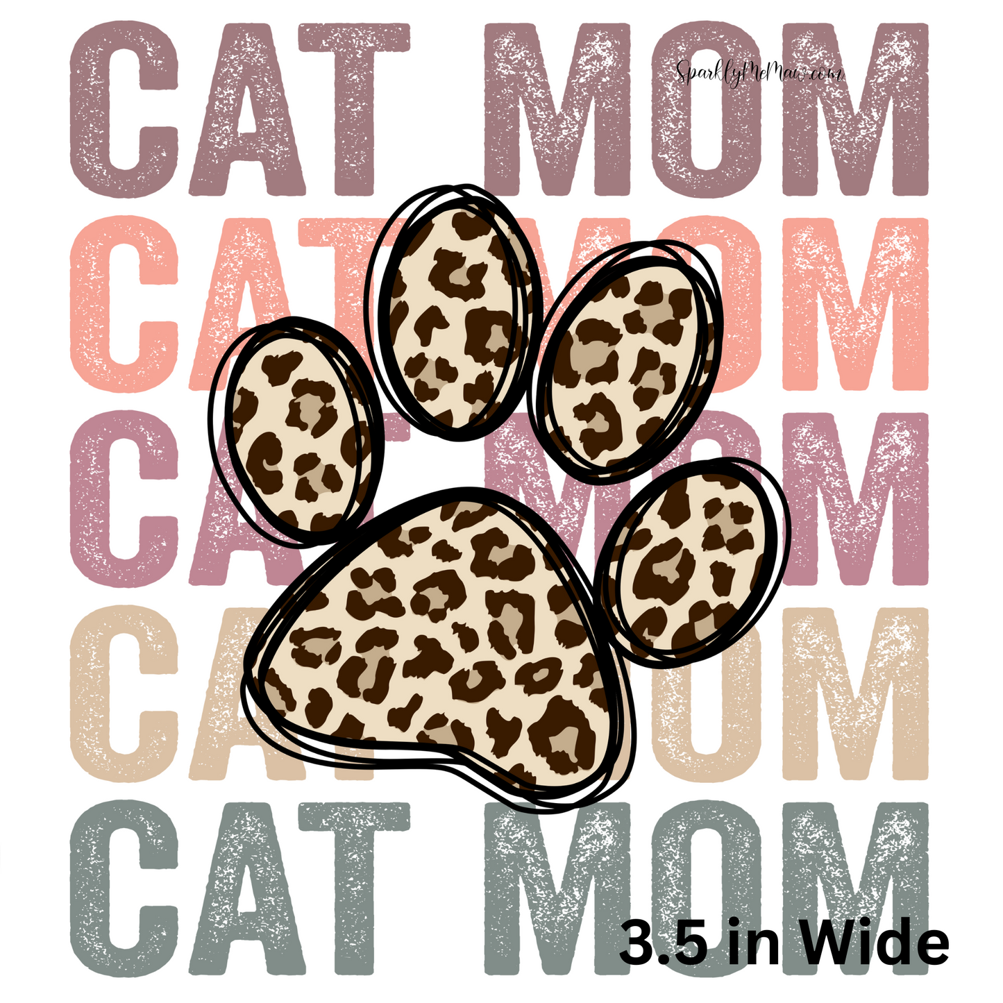 Cat Mom Burgandy/Cream  Stacked Paw UV 3.5 inch Decal